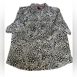 Talbots Black and White Floral Button Down Shirt